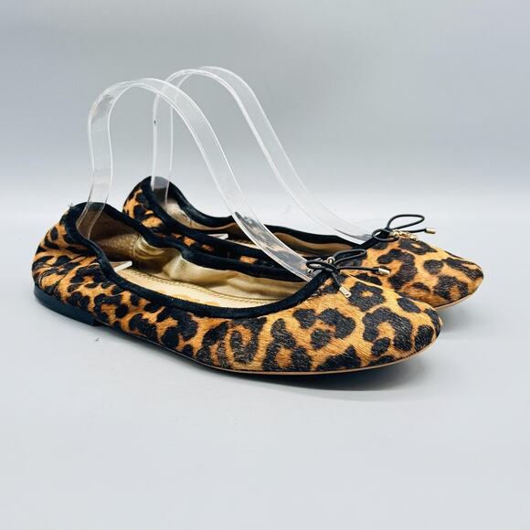 Sam Edelman Shoes Womens 9 Brown Leopard Print Calf Hair Felicia Ballet Flats - Picture 2 of 13